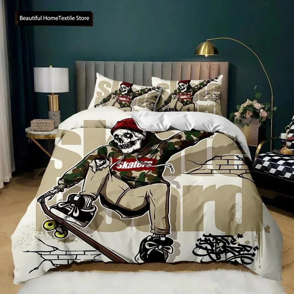

Cartoon Skateboard Hip Hop 3D NEW Duvet Cover Pillowcase Bedding Set Adult Girl Bedroom Decoration Children Single Double Large