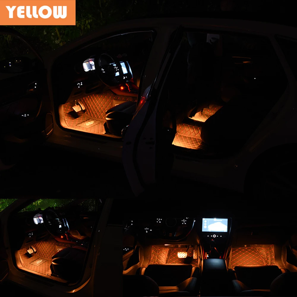 12 LED Usb Foot Pad Decor Atmosphere Light Neon Strip Tuto Colorful Light Car Interior Decorative Lamps Strip Atmosphere Light