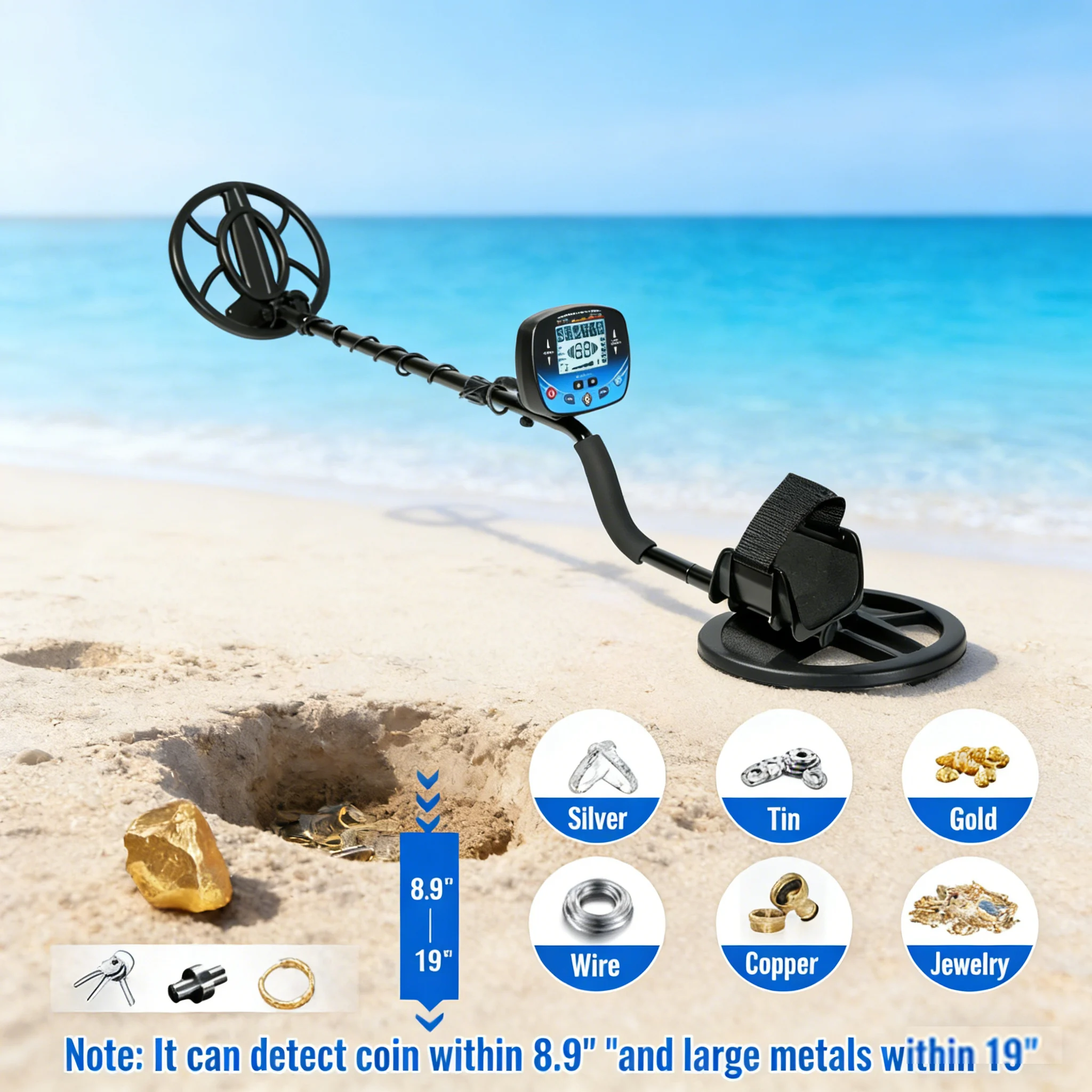 

MD910B Professional Metal Detector Waterproof Underground Gold Detector High Depth Treasure Hunter Metal Pinpointer Tool
