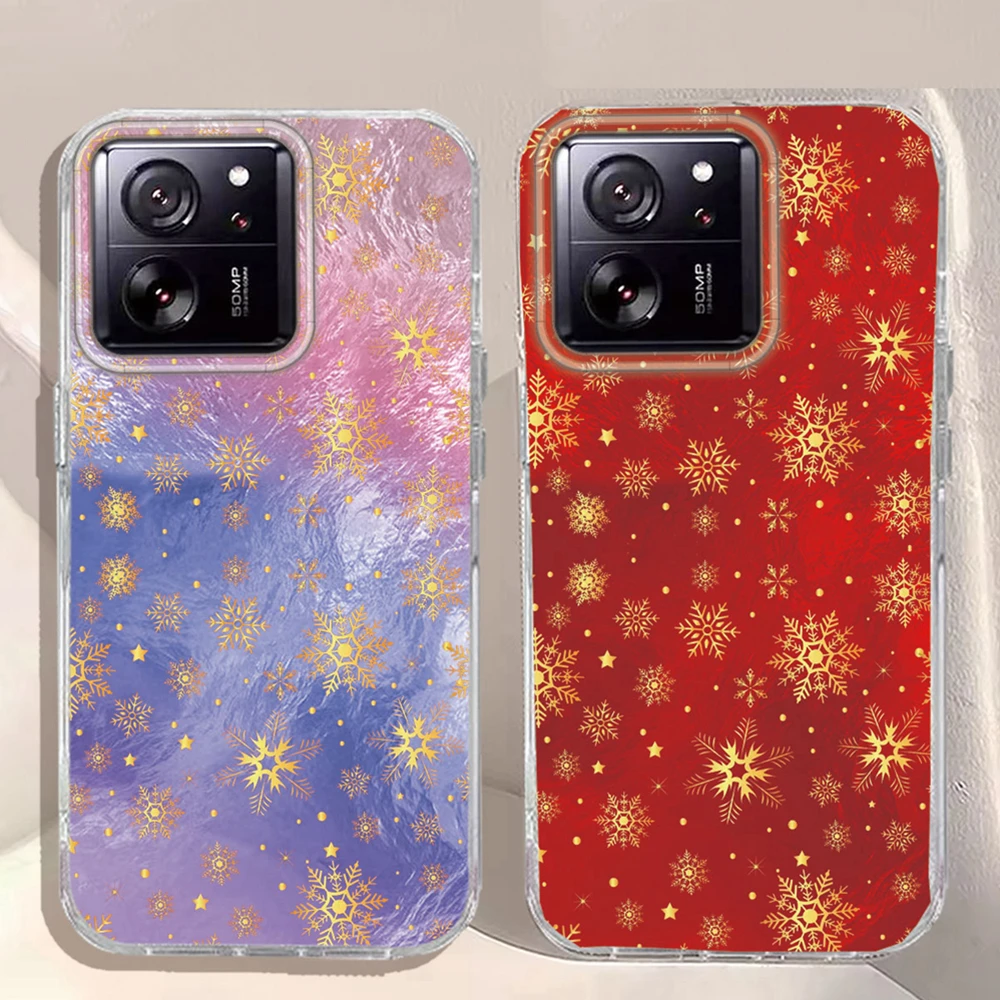 عيد الميلاد الذهبي الثلج نمط النساء الفتيات ل Xiaomi 13T 14T برو 11 لايت NE Poco X5 X6 X7 M6 C65 C61 M5S جراب هاتف غطاء #1