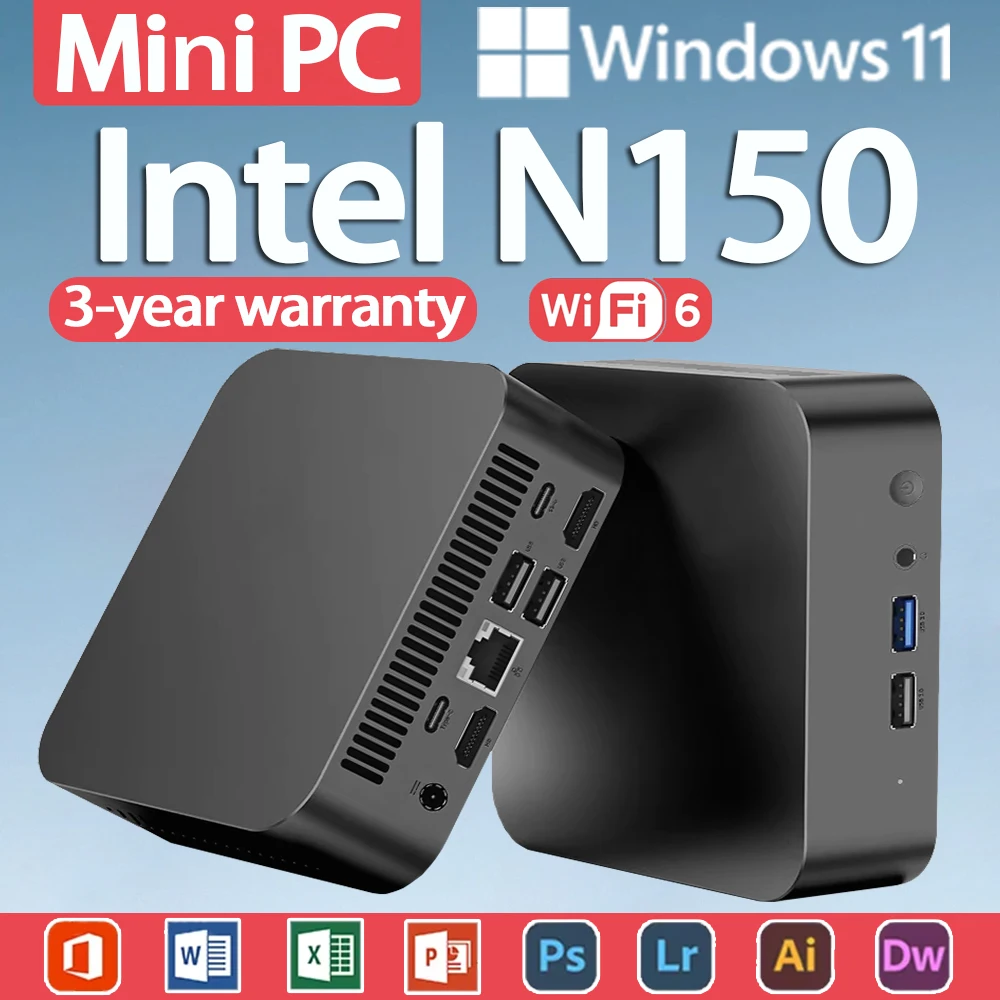 2026 Mini PC Intel N150 Core i3 6100U Windows 11 Computer 16GB 32GB DDR4 1TB 2TB SSD 4K HD Gaming Portable Desktop PC Gamer