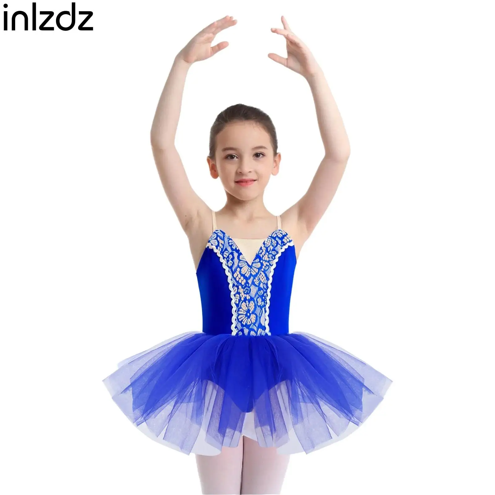 

Kids Girls Ballet Dance Ball Gown Dress Sleeveless Adjustable Spaghetti Straps Tutu Dress Gymnastics Leotard Performance Clothes