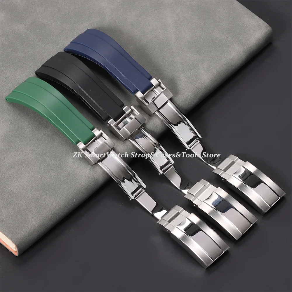 Rubber Watch Strap 20mm for Rolex Water Ghost Series Wrist Band Waterproof Silicone Watch Band Fold Buckle Men Sport Bracelet image 3