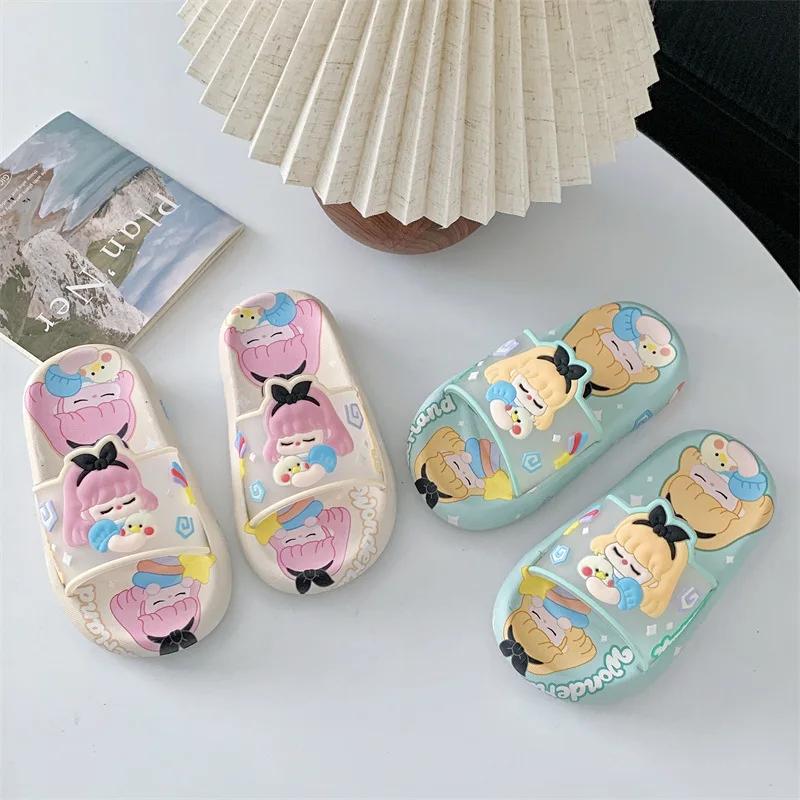 2026 Girls Slippers Soft Bottom Non-slip Home Indoor Sandals Slippers Middle and Big Children Cute Princess Bathroom Slippers