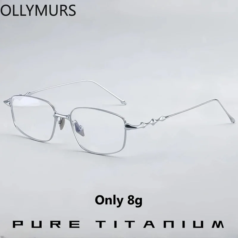 

OLLYMURS Fashion Trend Pure Titanium Men Eyeglasses Frame Ultra Light Big Size Blue Light Blocking Optical Prescription Glasses