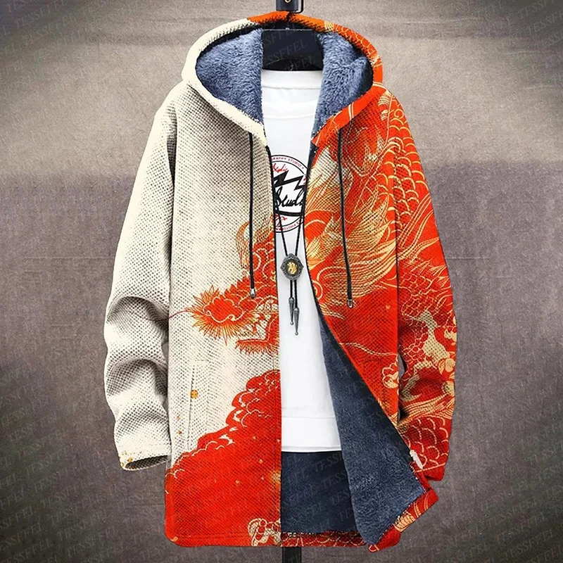 

Hippie Colorful Graffiti Vintage Graphic Retro Pattern 3DPrint Thick Fleece Plus Hooded Overcoat Winter Casual Zipper Jacket A9