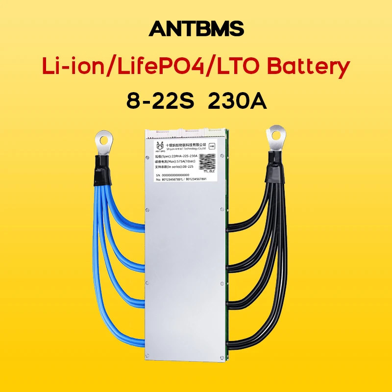 Система управления батареями (BMS) ANT 8-22S Li-ion LifePO4 LTO 24В 36В 13S 16S 48В 60В 230А 575А со встроенной Bluetooth-платой интеллектуального балансировки 10S 20S