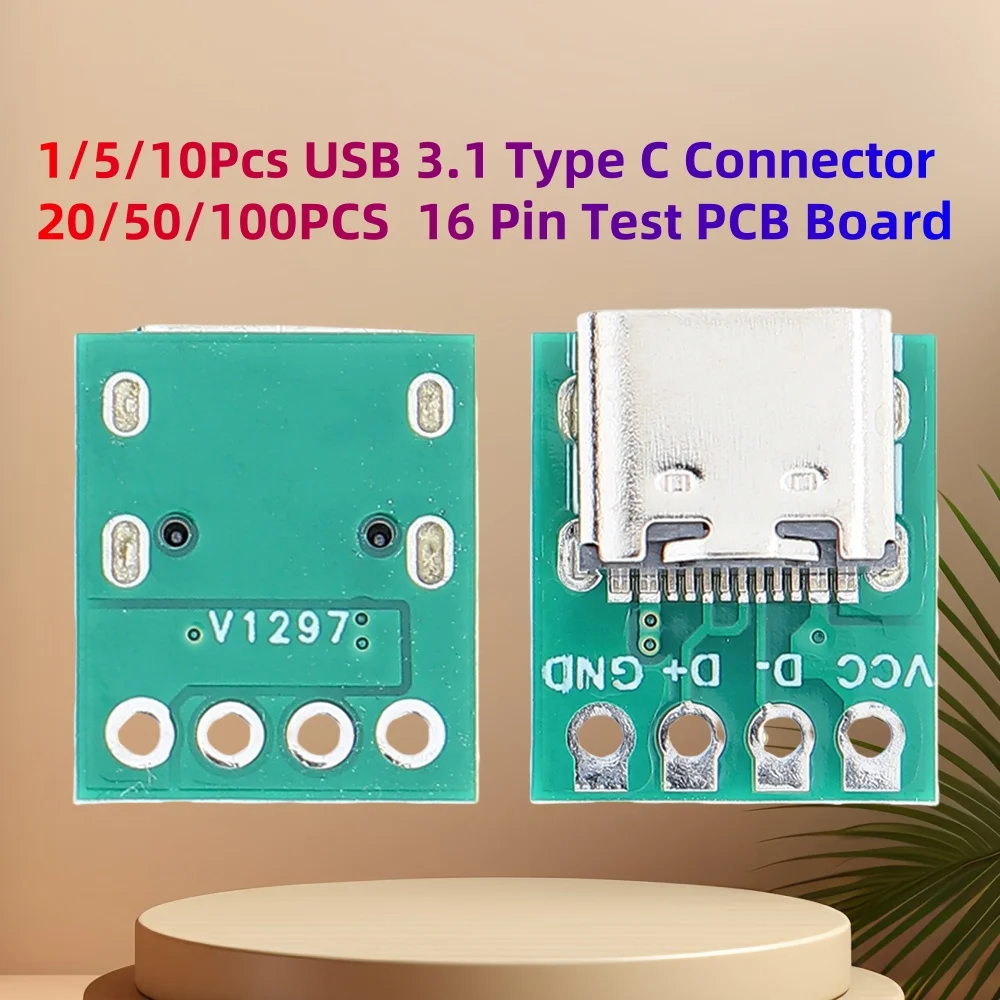 1/5/10/20/50/100Pcs USB 3,1 TypeC Stecker 16 Pin Test PCB Board Adapter 16P Stecker Buchse Für Daten Linie Draht Kabel Übertragung