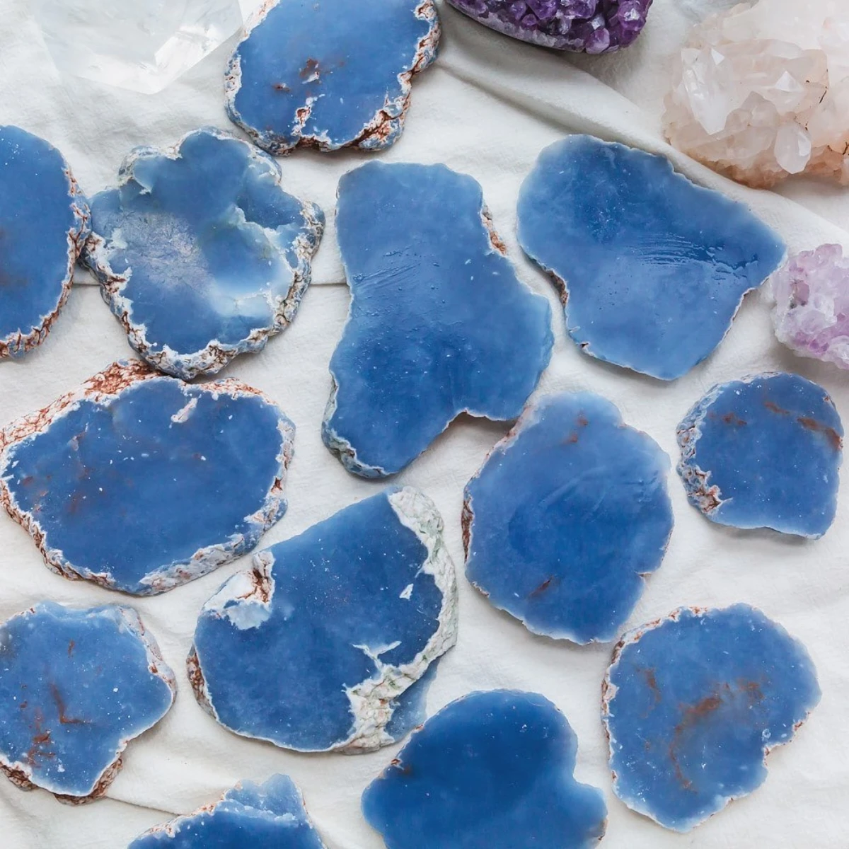 

1pc Premium Angelite Raw Crystal Slice, Blue Angelite Crystal Freeform, Coaster decor, Home Decor, Father's Day Gift Giving