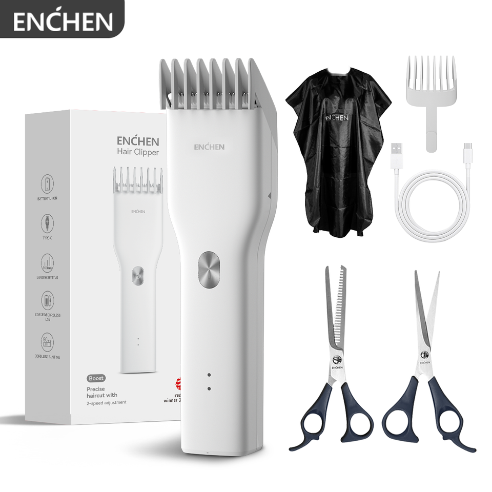ENCHEN Boost-W Set Hair Trimmer For Men Kids Cordless USB Rechargeable Electric Hair Clipper Cutter Machine With Adjustable Comb