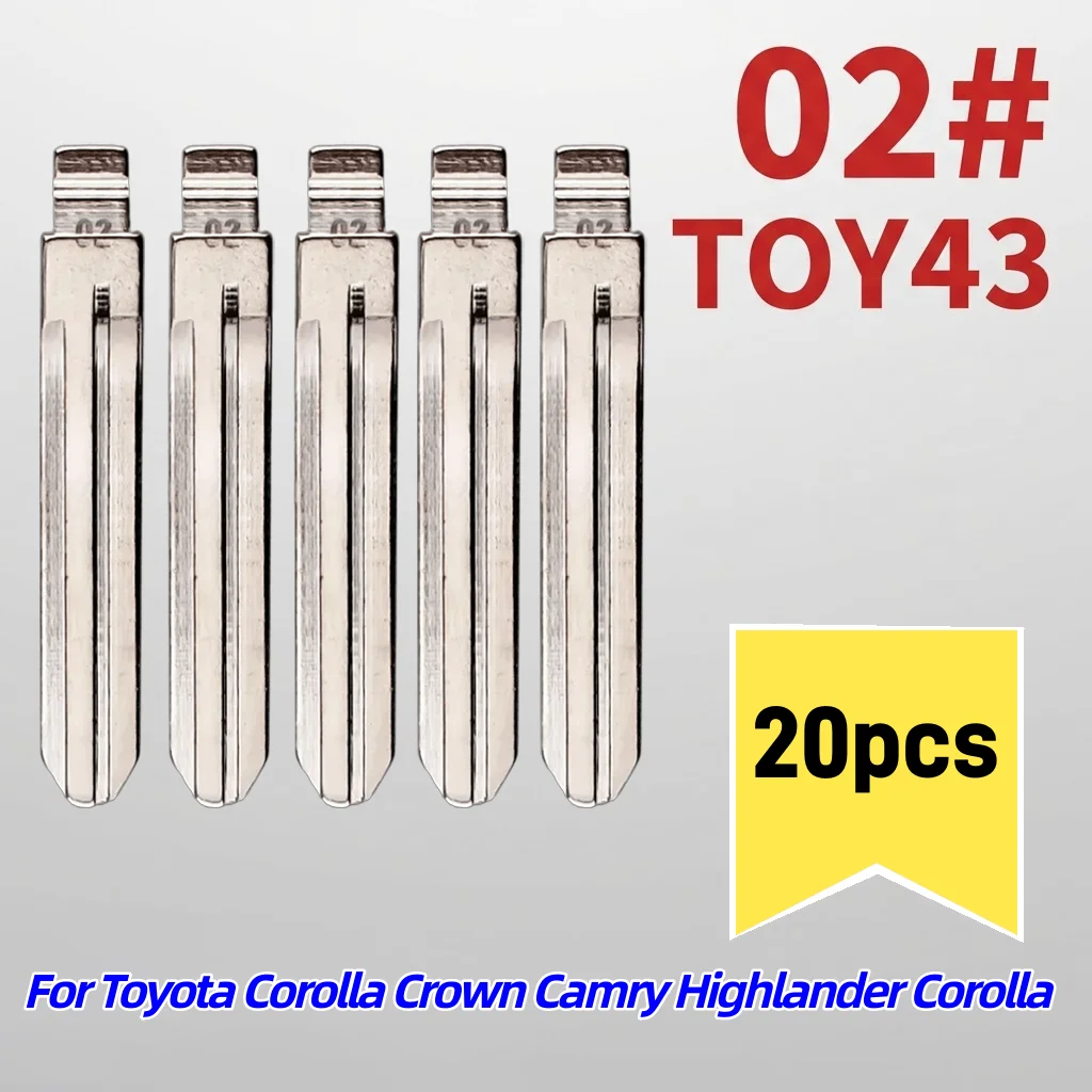 20pcs/Lot #02 TOY43 for keydiy xhorse Flip Remote Key Blade For Toyota Corolla Crown Camry Highlander Corolla Vi