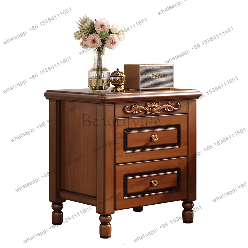 

American bedside table bedroom American simple solid wood retro bedside storage cabinet