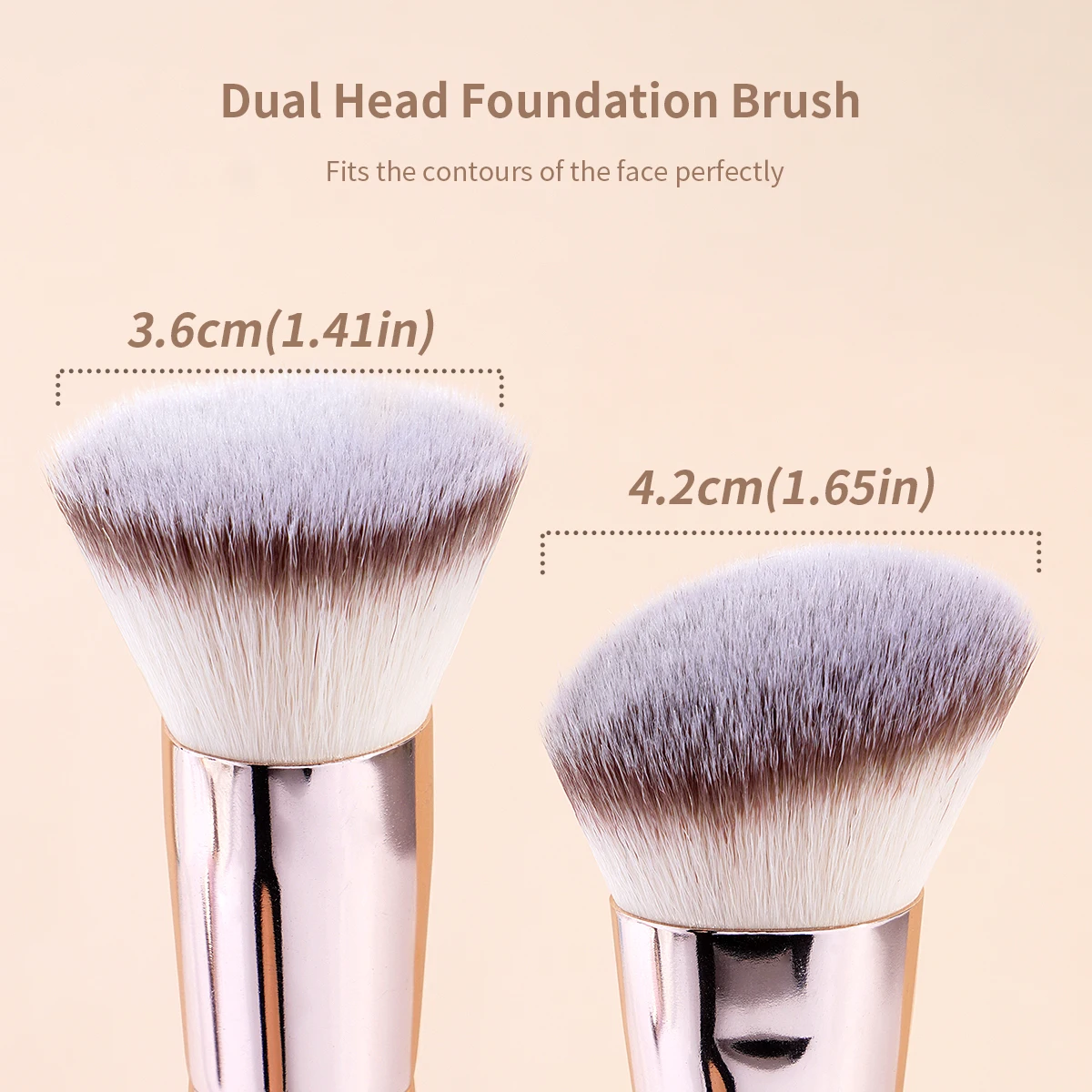 MAANGE 2PCS Foundation Makeup Brush Double-ended Flat/Angle Top Contour Brush for Beauty Blending Liquid Powder Concealer Cream