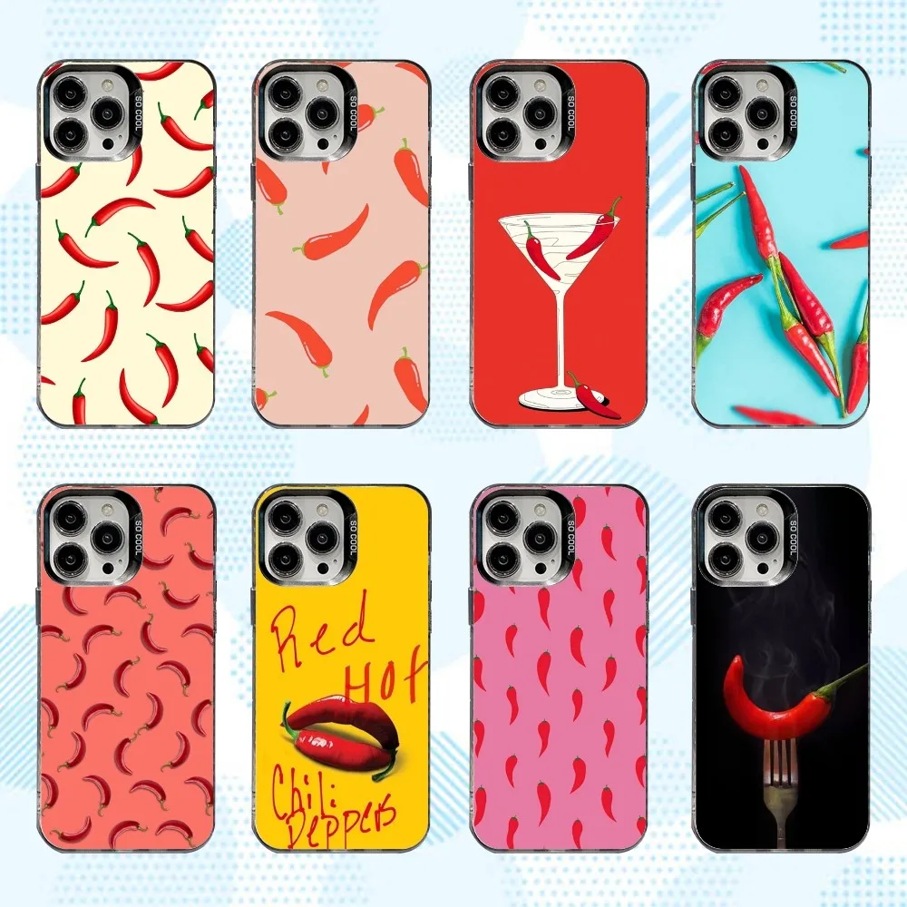

Chili Red Phone Case For iPhone 16,15,14,13,12,11,Mini,Pro,SE,MAX White Matte Shockproof Cover