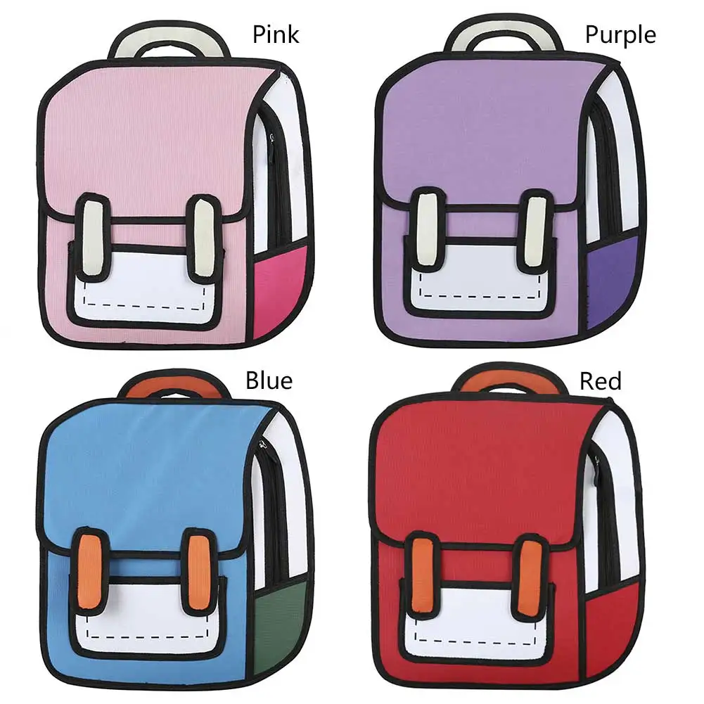 Mochila Escolar Cartoon com Alça Ajustável, Tecido Oxford, Mochila de Estudante, Grande Capacidade, Casual, Escritório, Viagem, Coreano