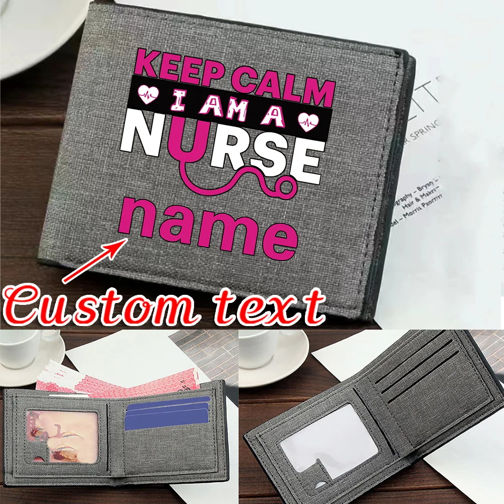 Personalized Customized Name Short Wallet ID Card Bank Card Foldable Durable High-quality Purse Multi-Function Storage Bag