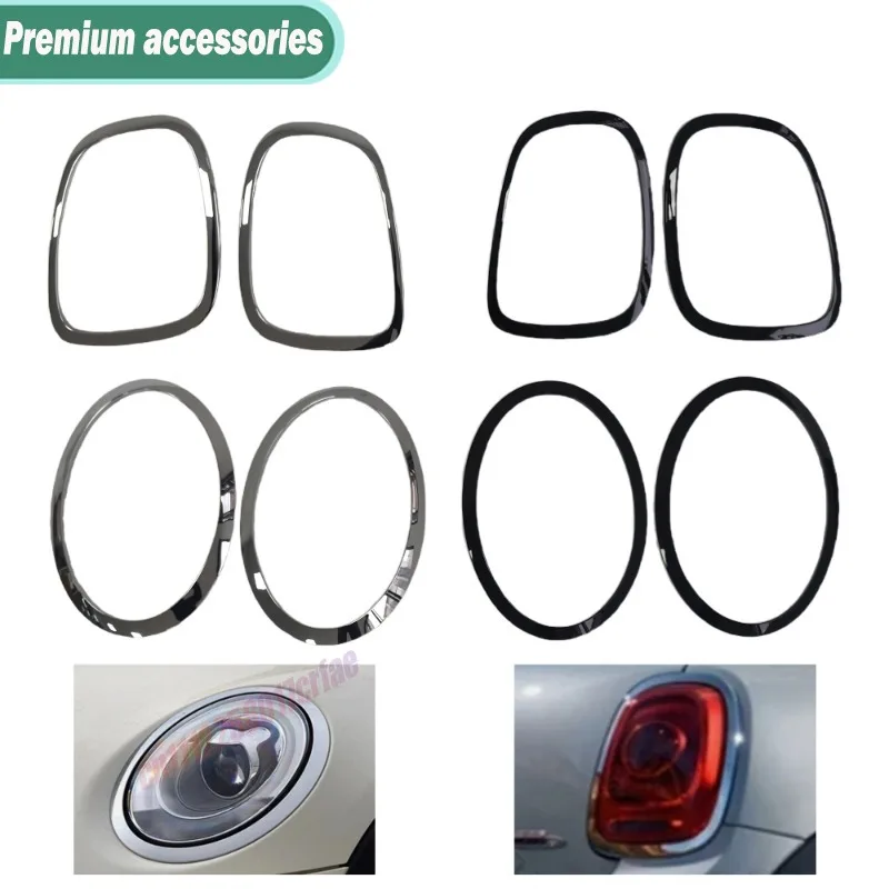 For BMW Mini Cooper F55 F56 F57 2014 2015 2016 2017 2018 2019 2020 2021 Car Headlamp Bezel Taillight Trim Ring Black Chrome Kit