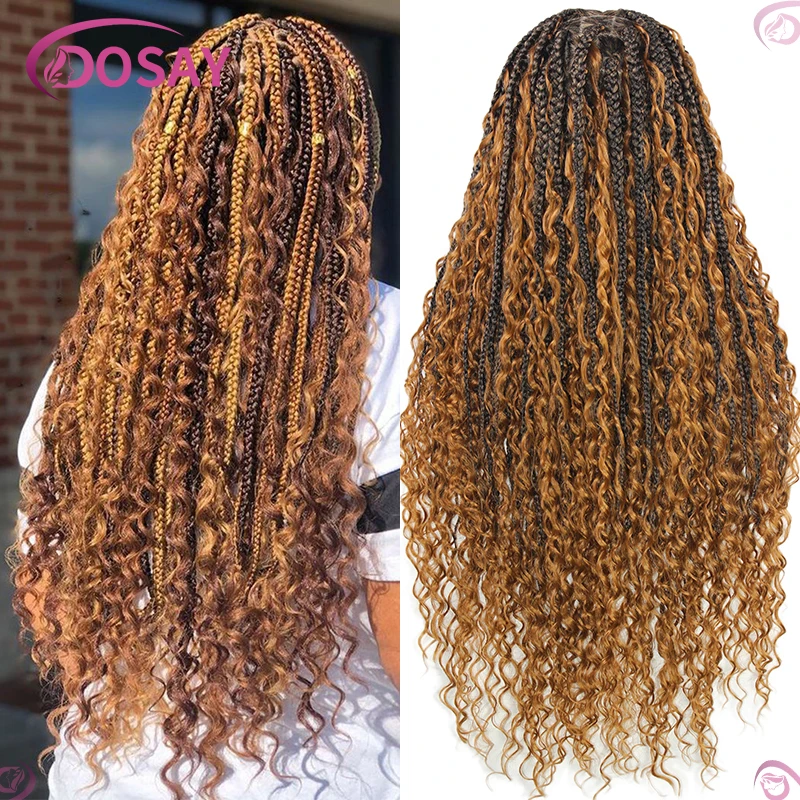 Boho Wig Braid African Synthetic Curly Wigs Full Lace Front Braided Wigs For Black Women Knotless Box Cornrow Braids Lace Wigs