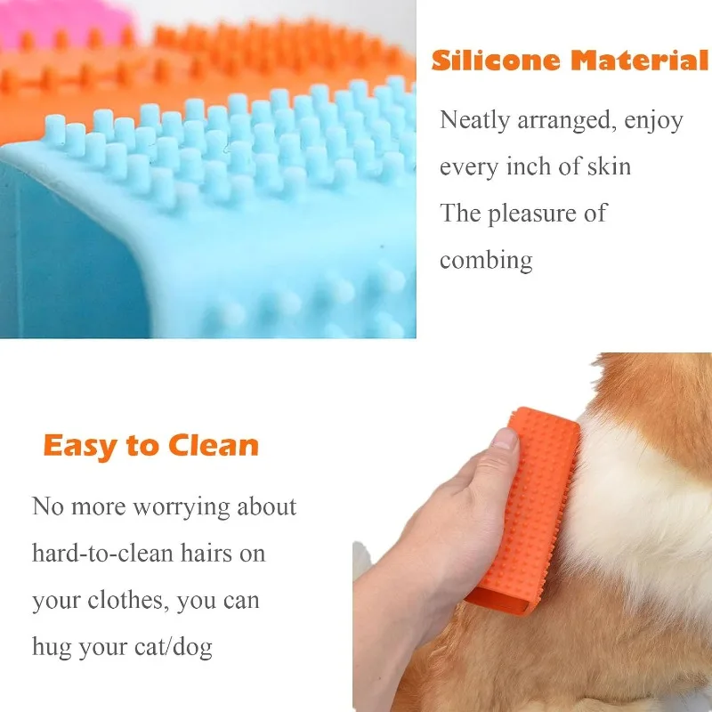2Pcs Hollow Rubber Pet Hair Remover Block Roller Cleaner Brush for Sofa Car Carpets Bedding Fabrics (Orange, Blue) - view 3