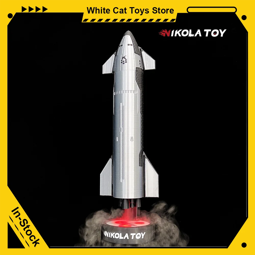 NIKOLATOY SpaceX 1:200 Hardcore Starship Rocket Model NASA Tail Flame Falcon Metallic Texture 3D Printing Model Collection Toys