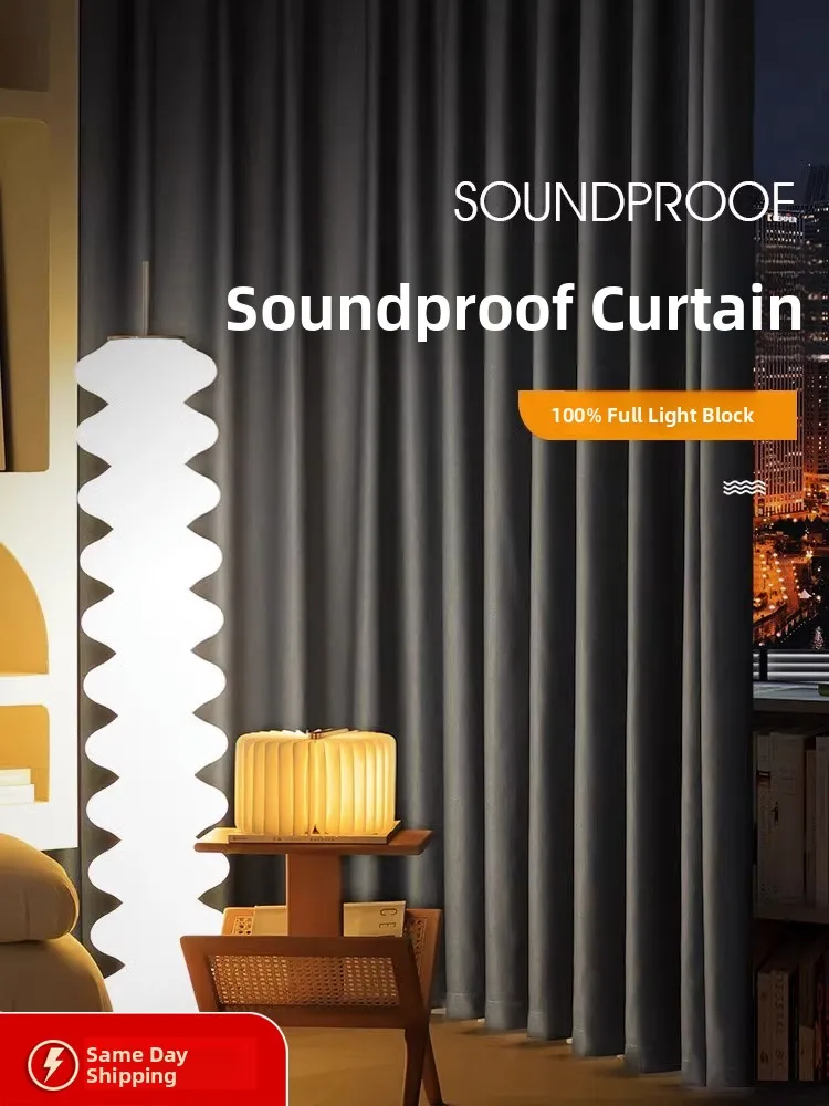

Super Insulating Full Light Bloing Cotton Linen ay Curtains Profional Road Noise Reduction Heat Preservation Sun Prote...