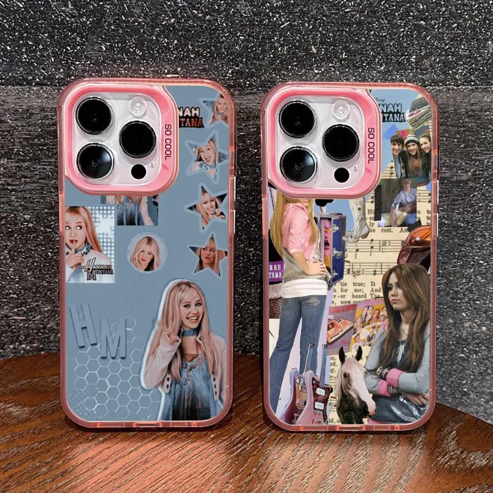 H-Hannah M-Montana Phone Case pink IMD Colorful Phone Case Silver Cover Suitable for iPhone 16 15 14 13 12 11 XS Pro Max