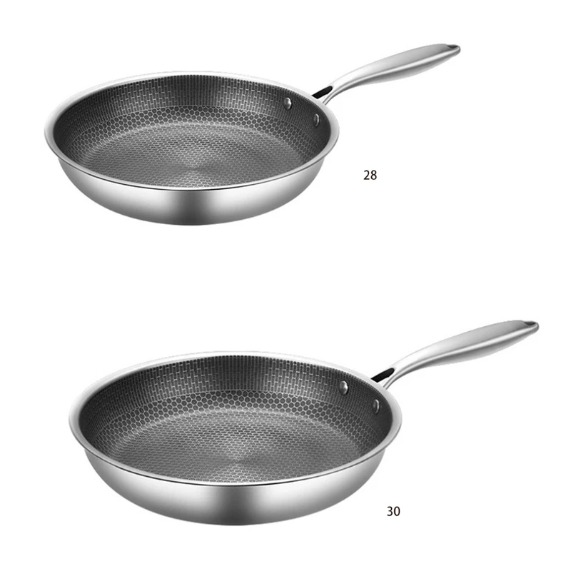 Stainless Steel Material Frying Pan Non-stick Pot Cookware 2 Sizes Choose Fried Steak Pot Saucepan Honeycomb Kitchenware