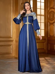 TOLEEN 2024 New in Luxury Elegant Eid Muslim Arabian Party Evening Maxi Dresses Women's Patchwork Embroidered Long Sleeve Dress