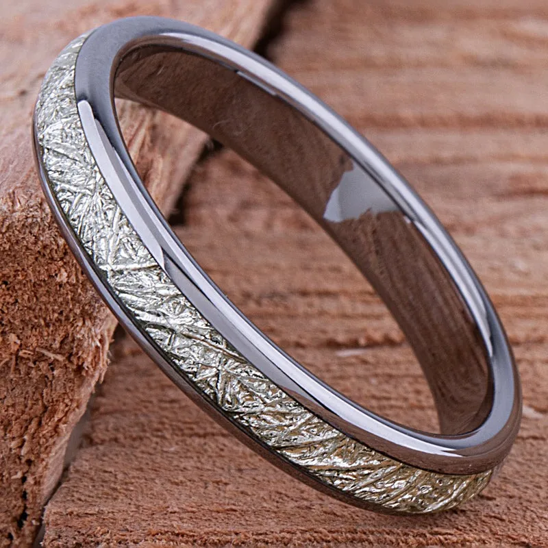 العصرية 4 مللي متر الرجال الفولاذ المقاوم للصدأ خواتم خمر الفضة اللون نيزك البطانة عالية مصقول خواتم للرجال الزفاف الفرقة مجوهرات هدية #3