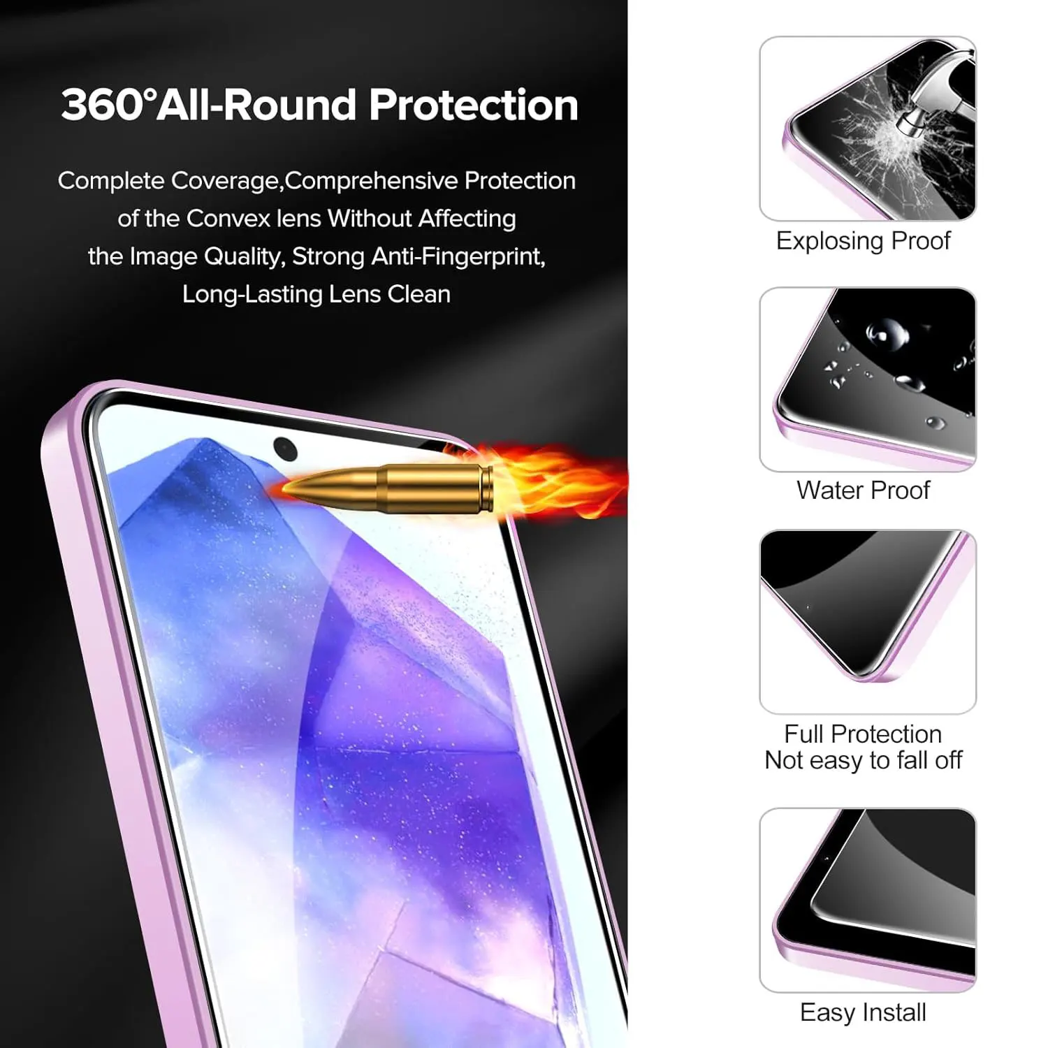 1–3 Stück Displayschutzfolie für Samsung Galaxy A02 A12 A22 A42 A52 5G A72 A03 A13 4G A33 A53 A73 A04 A14 A24 A54 9H gehärtetes Glas – Detail 3