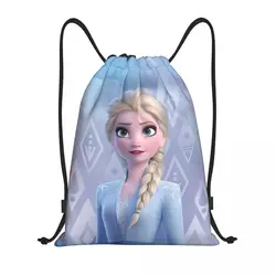 Custom Animated Frozen Elsa Princess Drawstring Bags for Training Yoga Backpacks Women Men Cartoon Sports Gym Sackpack