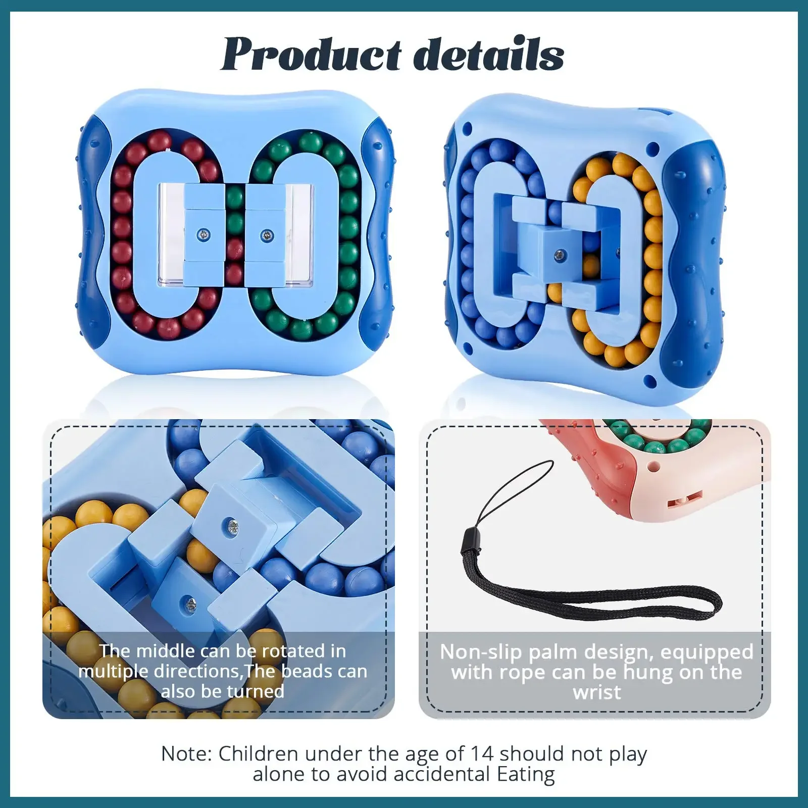 Rotate Slide Puzzle Rotating Magic Bean Cube Square Bead Fidget Toys Brain Teaser Stress Relief Educational Games for Kid Adult