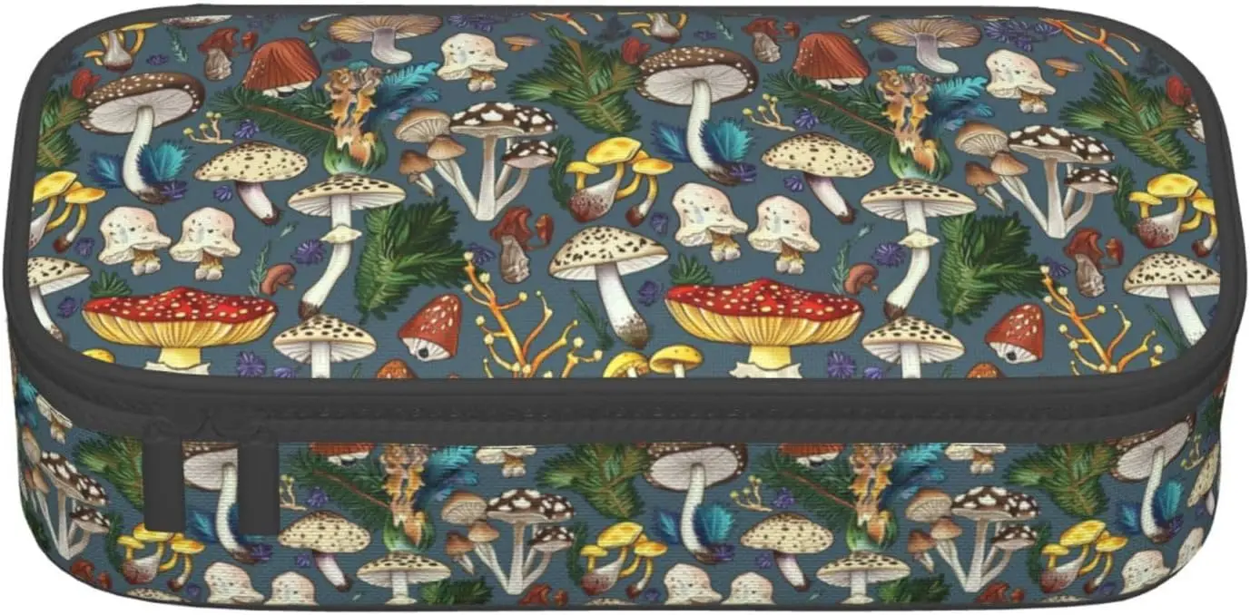 

Mushroom Pencil case Big Capacity Pen Pouch Zipper Marker Desk Stationary Bag for College Office Organizer for University