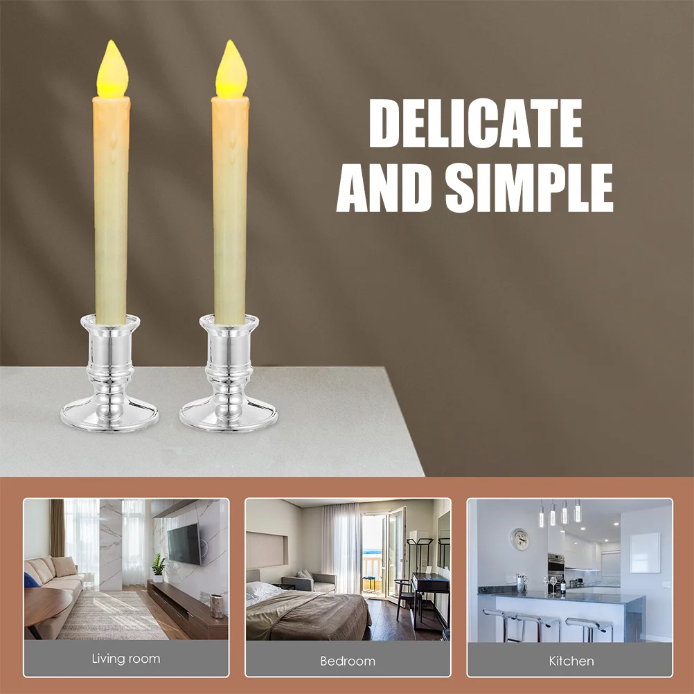 

12pcs Electronic Holders Abs Compact Desktop Decor For Party Home Restaurant Wedding Tealight Stand Tall Indoor