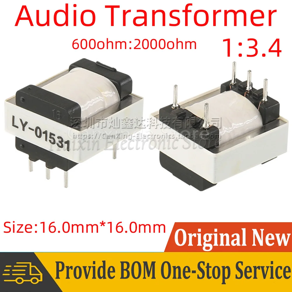 

LY-01531 Permalloy Audio Transformer DIP Impedance 600 ohm : 2000 ohm Turns Ratio 1:3.4 isolation Ni-Fe Transformer nickel steel
