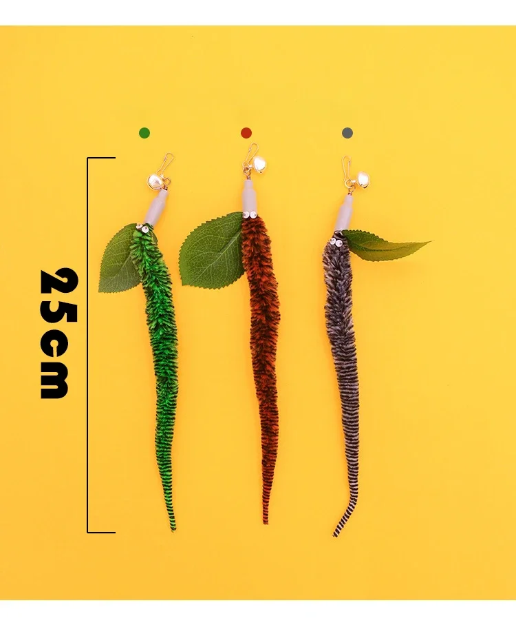 Caterpillar Cat Toy Set Cat Feather Teaser Wand Toy for Kitten Cat Dog Plush Worms Interactive Training Playing Stick Pet Toy