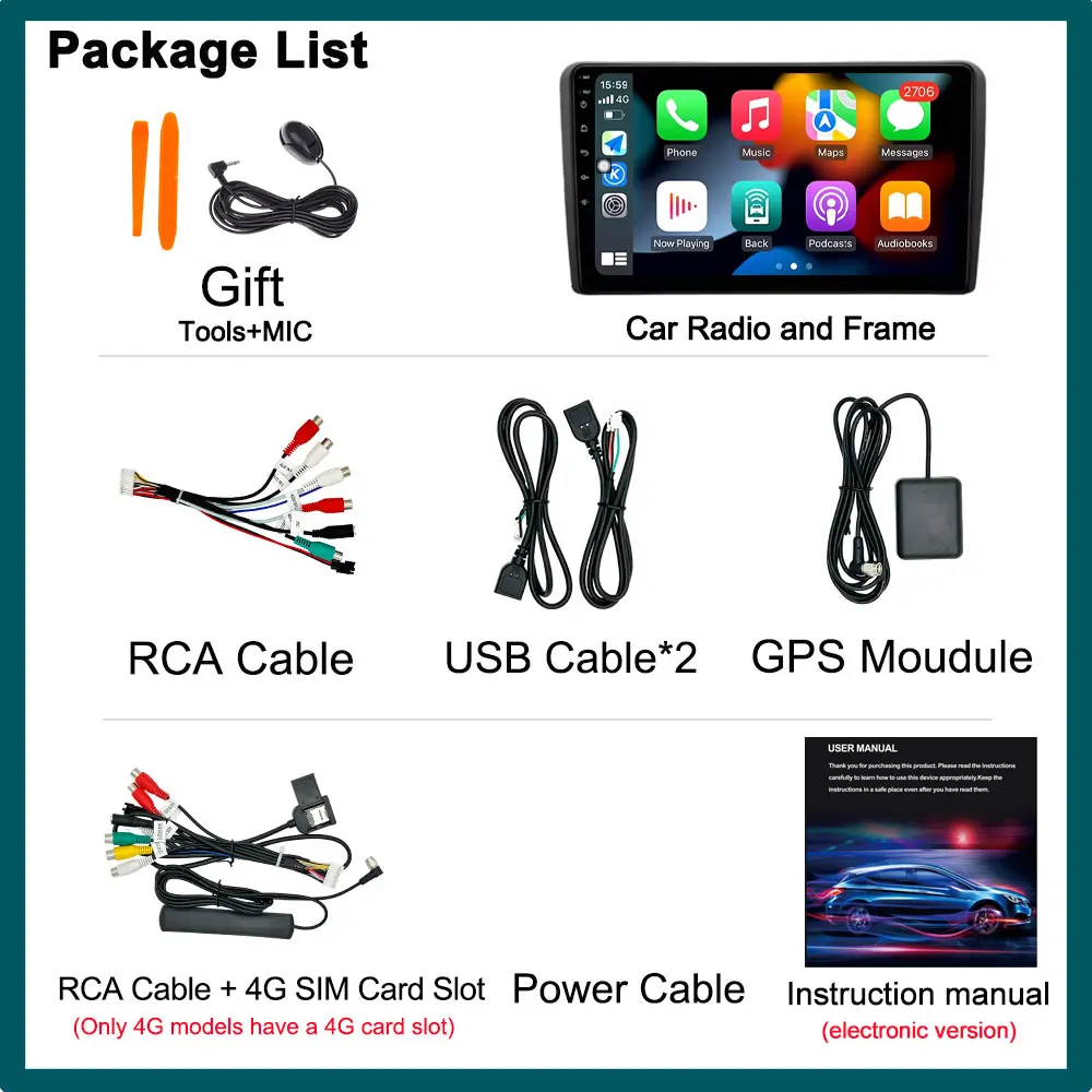 QLED شاشة أندرويد 15 لأودي A3 8P 2003-2013 راديو السيارة Carplay الوسائط المتعددة مشغل فيديو رئيس وحدة أدوات بلوتوث واي فاي 4G Lte