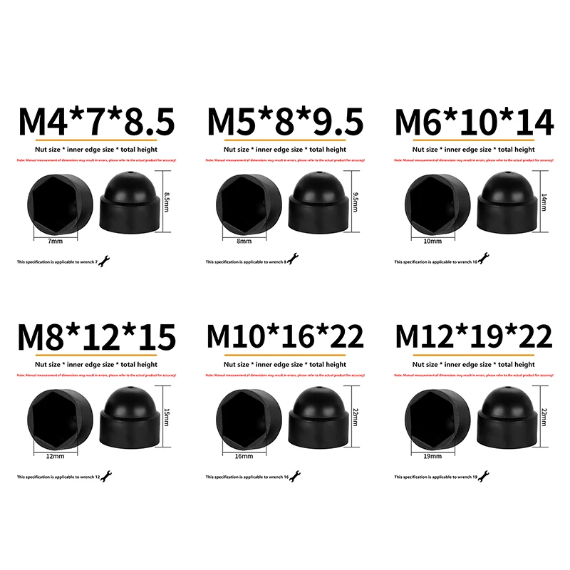 Hot! 10Pcs M4 M5 M6 M8 M10 M12 Bolt Nut Dome Protection Caps Covers Exposed Hexagon Plastic Screw Protection Covers