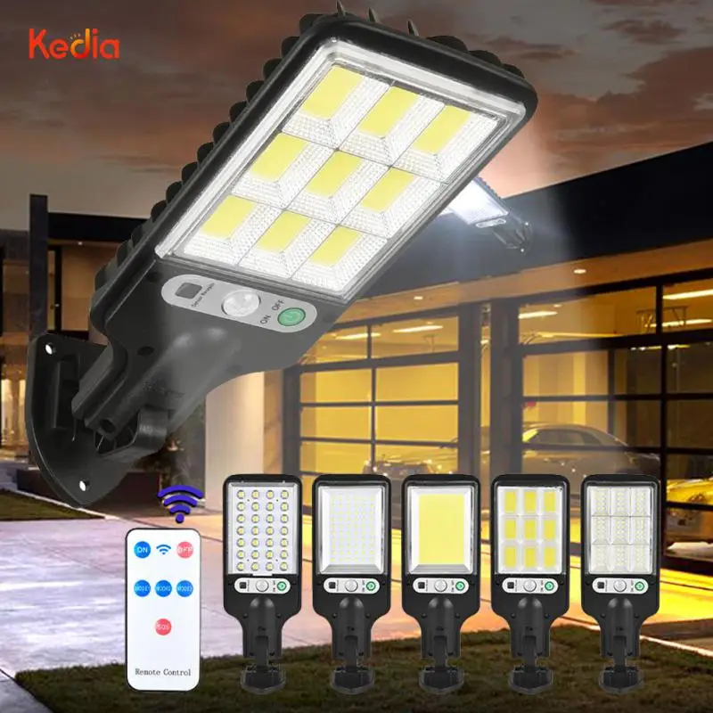 Kedia COB LED Solar Powered Light Outdoors PIR Motion Sensor Sunlight Waterproof Wall Emergency Street Security Lamp For Garden