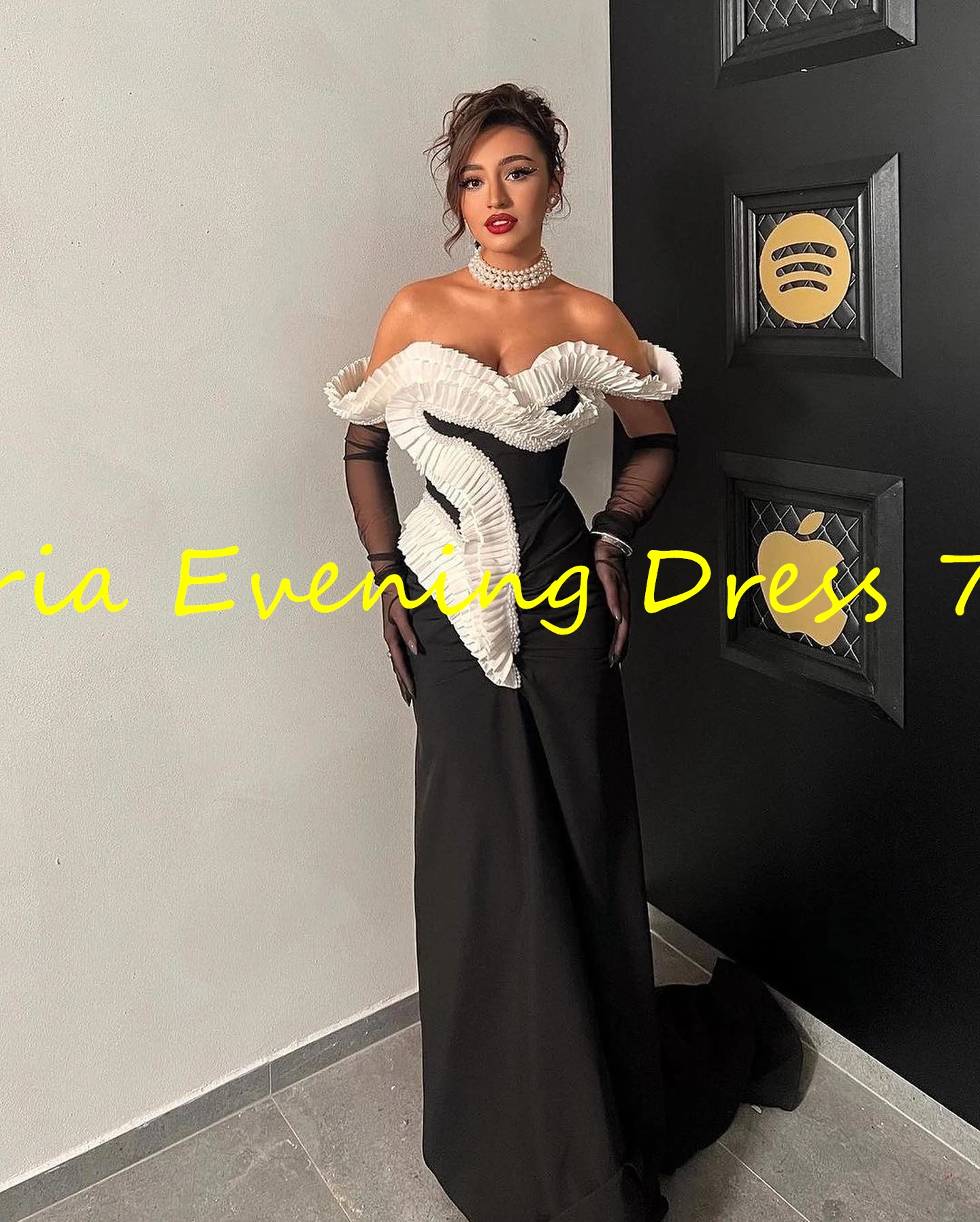 Customized Modern Straight Floor Length Strapless Detachable Sleeve Jersey Evening Dress Elegant Photo Color vestidos para mujer