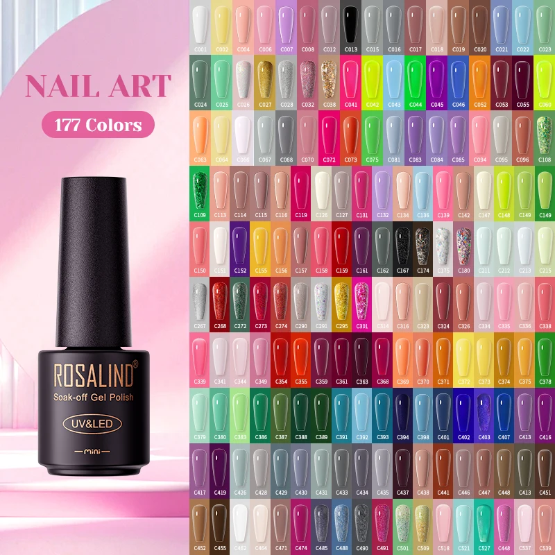 

ROSALIND Shiny Colorful Nail Gel Polish Hybrid Varnish Semi Permanent Rubber Base Top Coat Gel Nail Polish for Nail Art Design