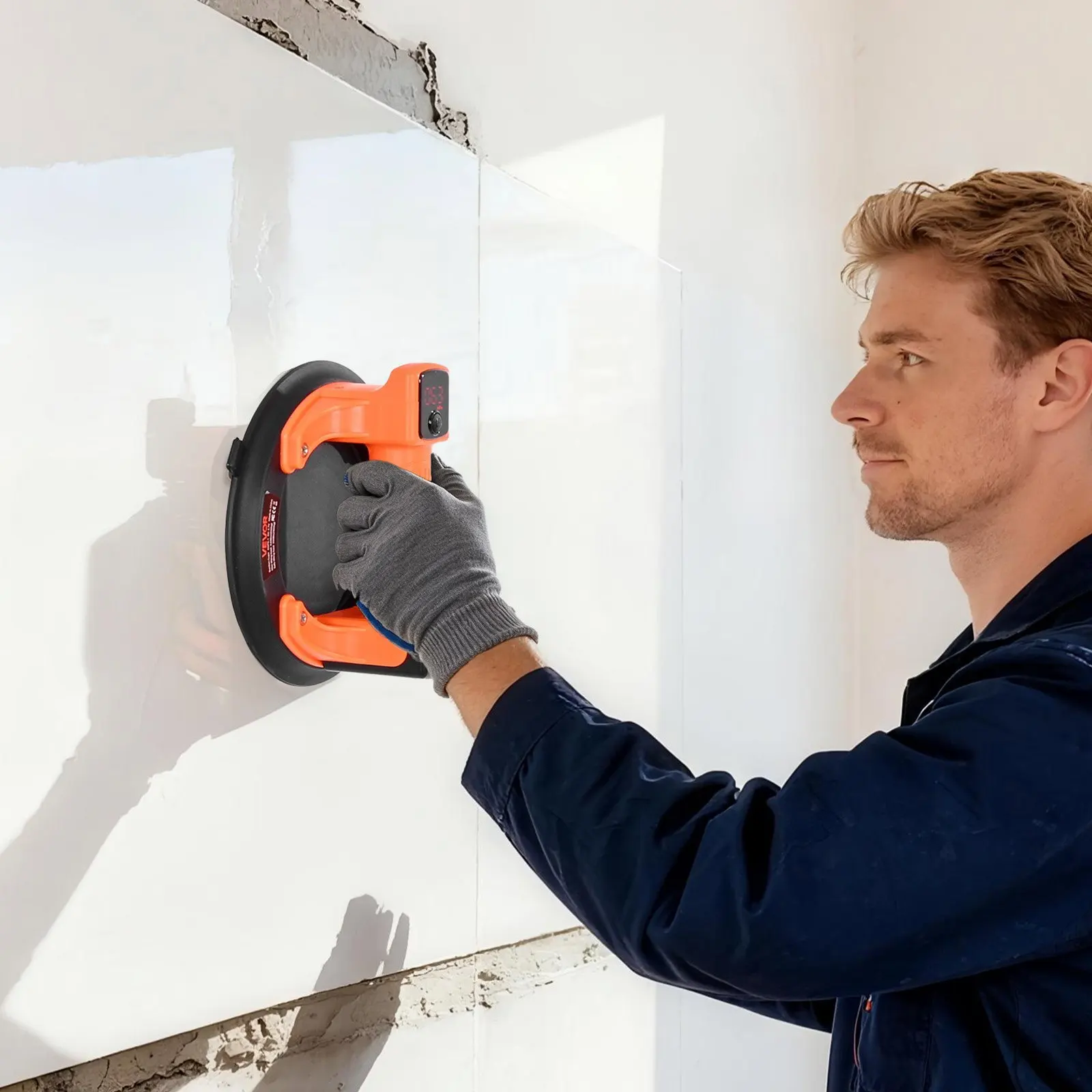 

Электрическая присоска, 8-дюймовый вакуумный подъемник для стекла с цифровым дисплеем для отображения силы всасывания и уровня заряда батареи, максимальная грузоподъемность 440 фунтов.