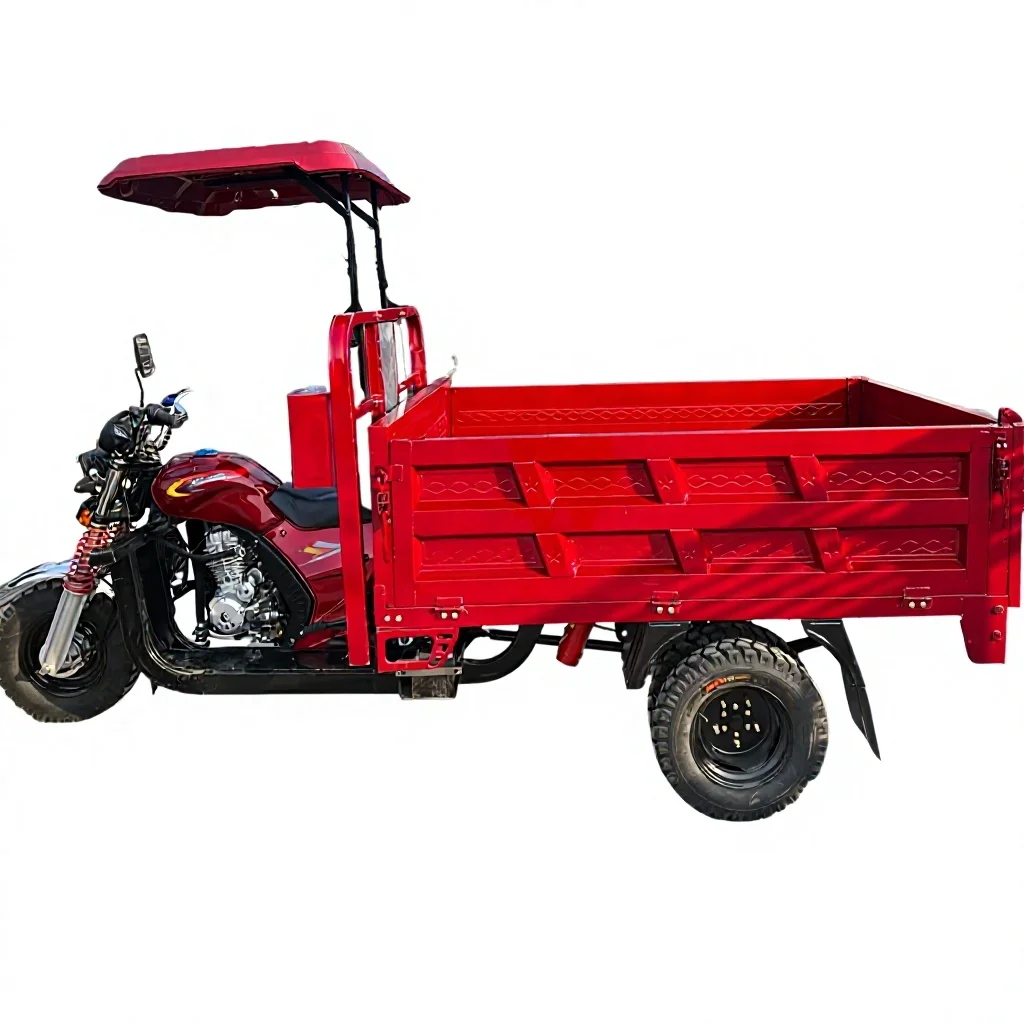 hf-Factory Direct-sale Safe and Reliable Fuel-powered Three-wheeler with Canopy and Self-unloading Function
