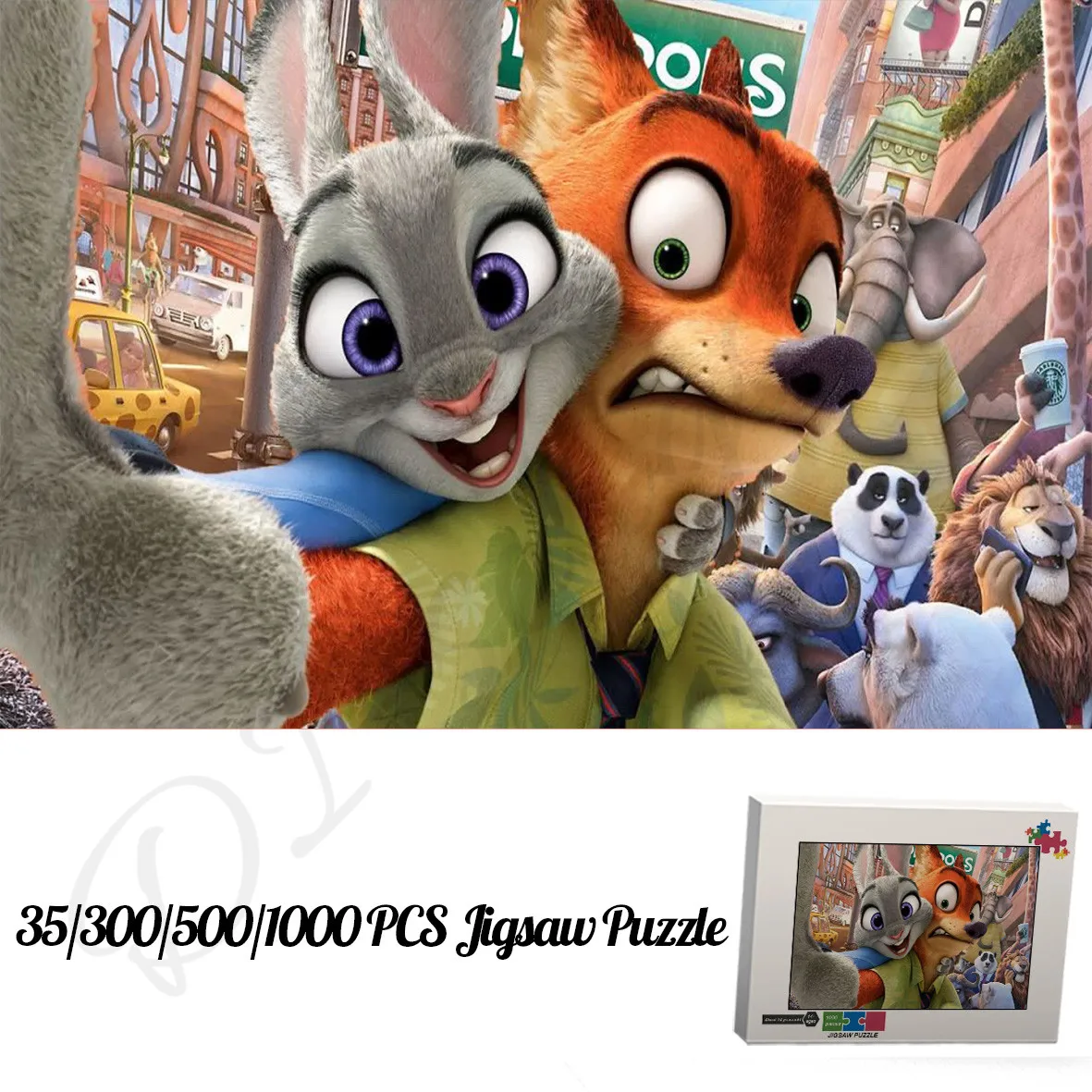 

Nick and Judy 35 300 500 1000 Puzzles for Kids and Adults Disney Cartoon Movie Zootropolis Wooden and Box Jigsaw Puzzles Gifts