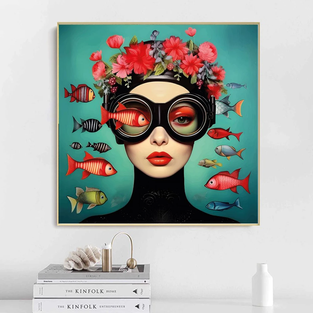 Wanita Cantik dengan Kacamata  - Home Cinema Wall Art ulasan dan harga