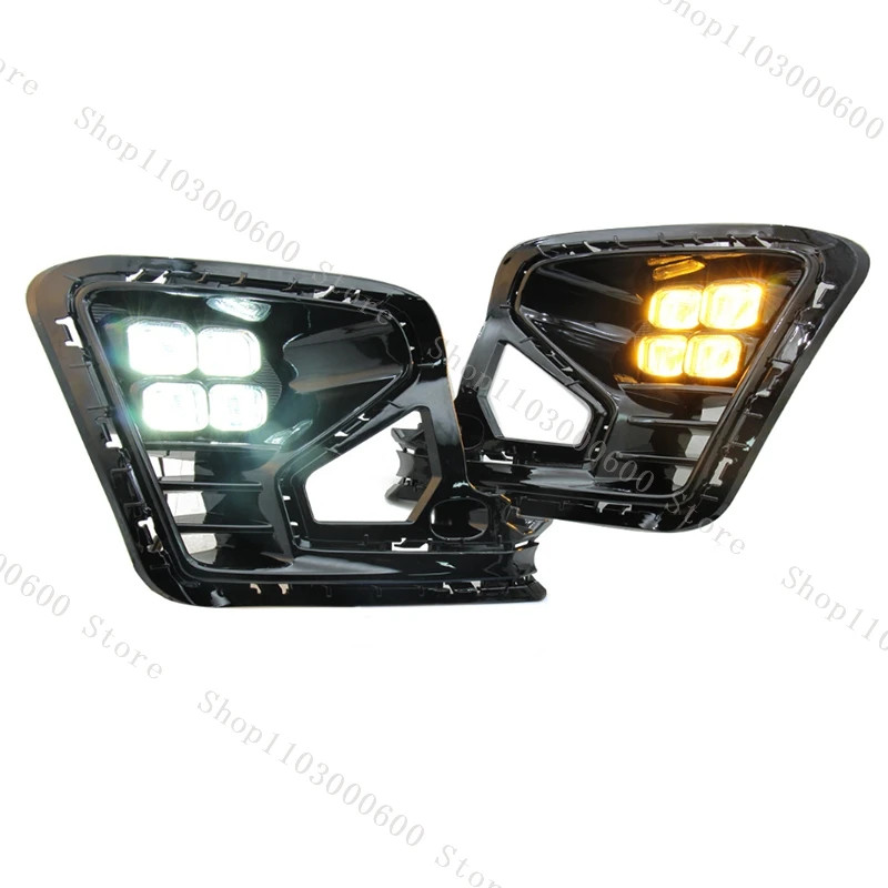 1 Pair For Kia Rio 2022 2023 LED Front Bumper Fog Light DRL Daytime Driving Running Lamp White Yellow Color Foglamp