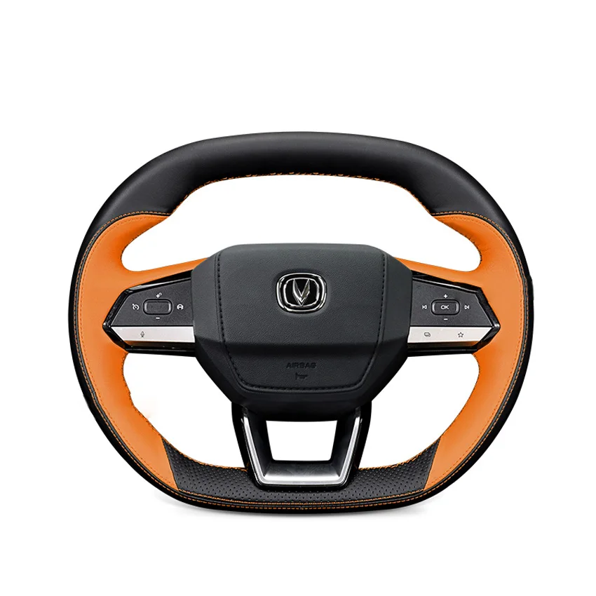 For Changan Uni-v CS55 PLUS EADO Manual Sewing Diy Car Steering Wheel Cover Genuine Leather Protector Braid Accessories