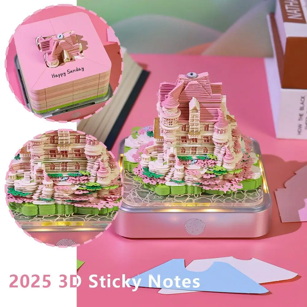 

2025 Calendar Notepad 3D Sky Castle Garden Paper Novel Carving Model Creative Desk Calendar DIY Carousels Notes Desktop Decor