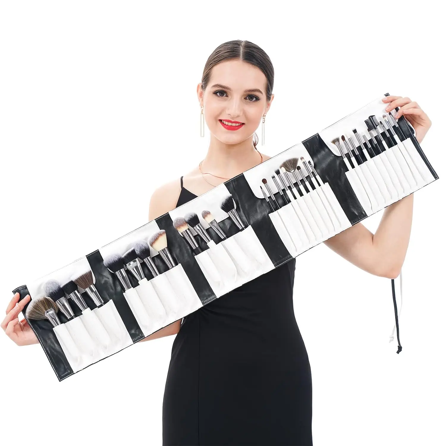 Ensemble de pinceaux de maquillage série Panda, 31 pièces, avec étui en cuir, mélange de fond de teint Kabuki, poudre pour le visage, correcteurs de Blush, ombres à paupières