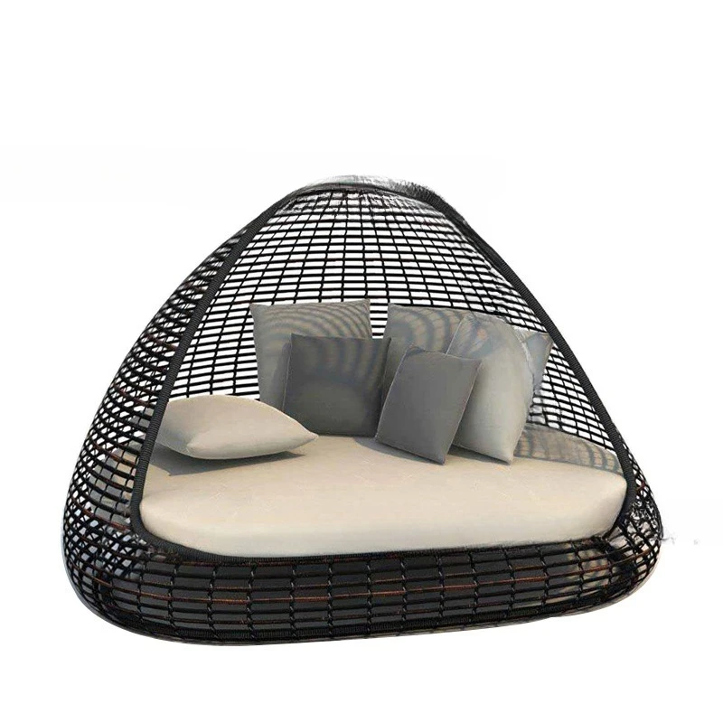 

Outdoor bed rattan split bird cage, Nordic club hotel furniture, open-air swimming pool beach leisure rattan bed